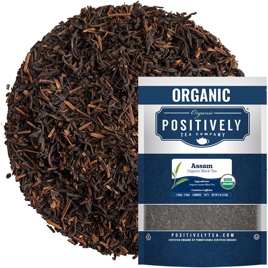 Organic Positively Tea Company, Assam TGFOP Black Tea, Loose Leaf, 4 Ounce