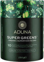 Aduna Organic Super Greens Blend | 100% Natural Superfood Powder for Immune Support & Energy | Stir-in Blend with 10+ Superfoods, Moringa & More | Vegan Powder for Smoothies, Shakes & Yoghurt | 250g