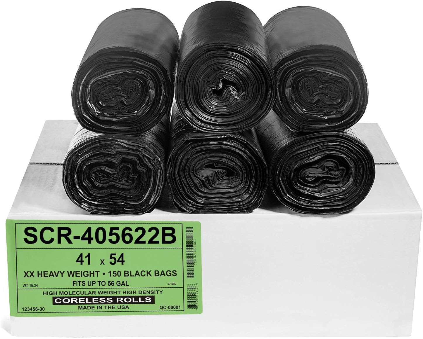 Aluf Plastics 55-60 Gallon Trash Bags Source Reduction Series Value High Density 22 Micron (equiv) Intended for Home, Office, Bathroom, Paper, Styrofoam (Pack of 150)