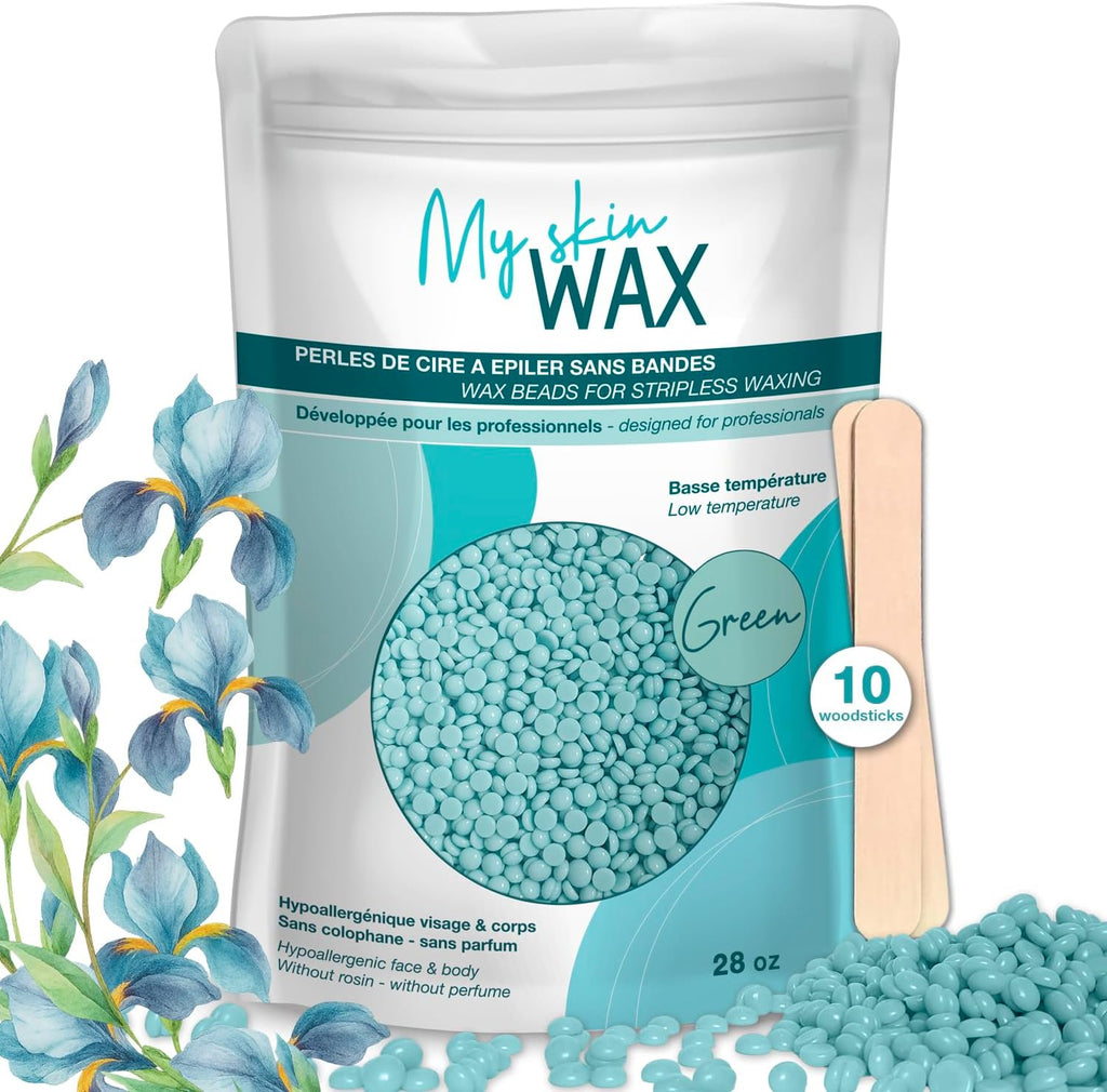 Stripless Wax beads 1.75 lbs, Hypoallergenic, Special for Sensitive Skin, Face and Body, Coarse Hair, Men, Women, Bikini, Brazilian, Green