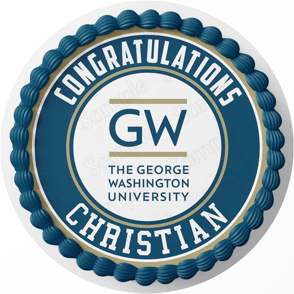 7.5 Inch Edible Cake Topper – George Washington University Themed Birthday Party Collection of Edible Cake Decorations round