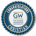 7.5 Inch Edible Cake Topper – George Washington University Themed Birthday Party Collection of Edible Cake Decorations round