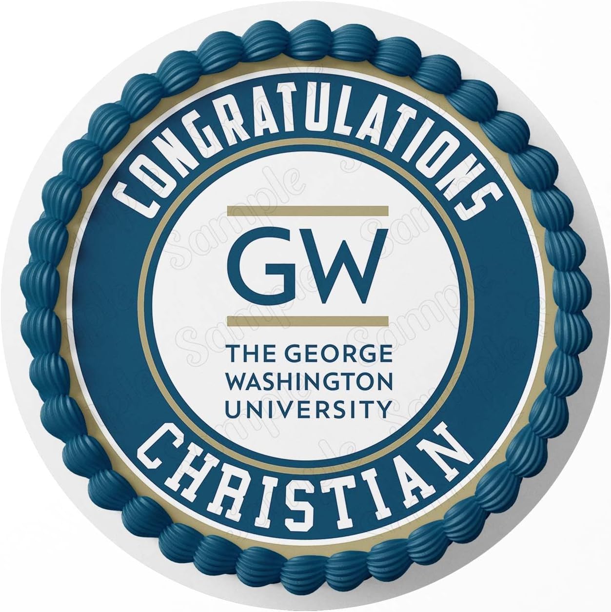 7.5 Inch Edible Cake Topper – George Washington University Themed Birthday Party Collection of Edible Cake Decorations round