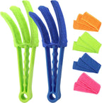 Window Blind Cleaner Duster Brush Kit 2 Pack Brush with 6 Microfiber Sleeves - Blind Cleaner Tools for Window Blinds Air Conditioner Jalousie Dust