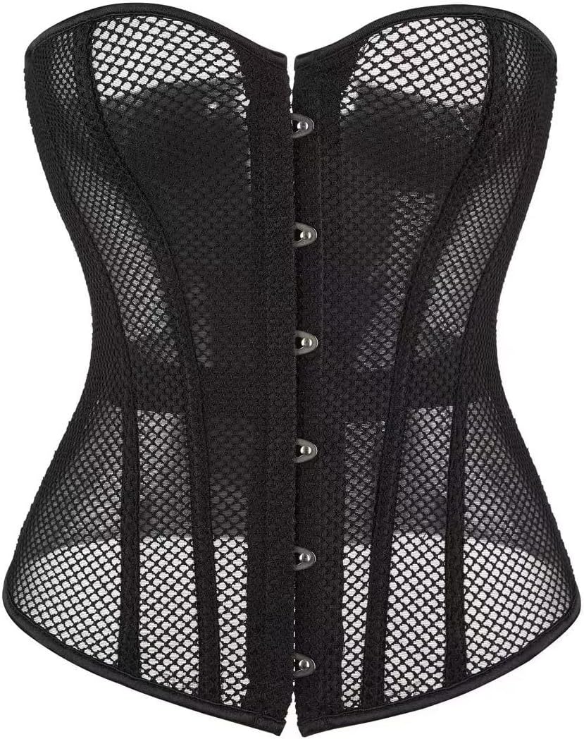 Black Corset Top for Women Strapless Mesh Bustier Sexy Corset Tops for Women Party Club Halloween Costume