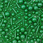 Edible Christmas Green Pearl Sugar Sprinkles Candy Mix Size Baking Edible Cake Decorations Cupcake Toppers Cookie Decorating Wedding Party Valentine Halloween Christmas Supplies 100g/3.53oz