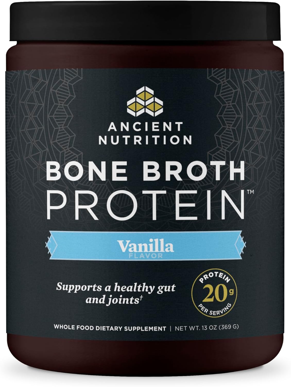 Ancient Nutrition Grass Fed, Bone Broth Protein Powder, 20g Protein, Hydrolyzed Collagen Peptides, Keto & Paleo Friendly, Supports Joint, Gut Health, Vanilla, 15 Servings