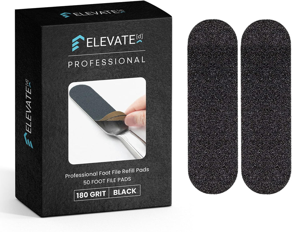 Professional Pedicure File Refills - Pack of 50 Foot File Replacement Pads - Black - Disposable Foot Files for Pedicures - Pedi Foot File Pads with Water Resistant Strong Adhesive (180 Grit)