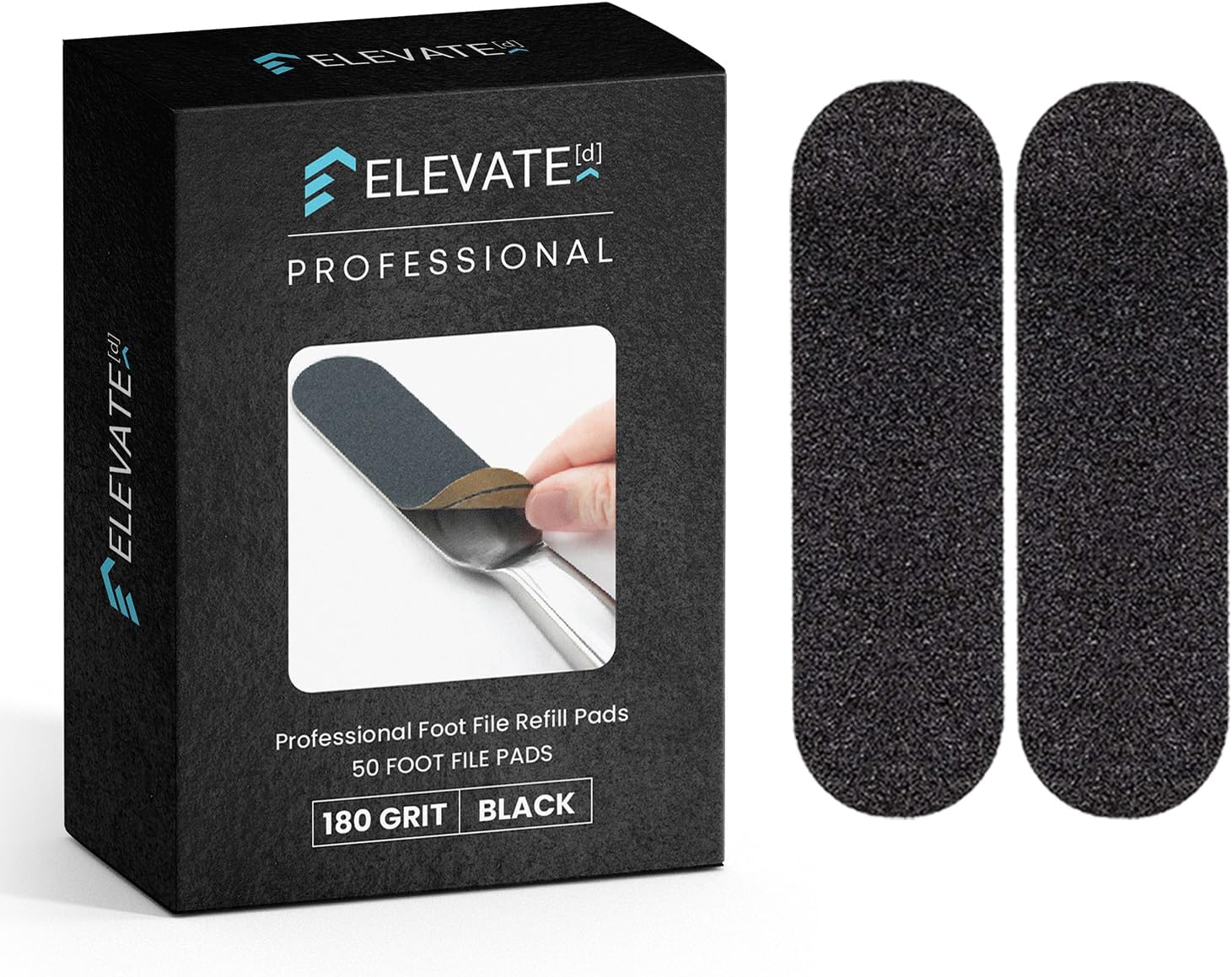 Professional Pedicure File Refills - Pack of 50 Foot File Replacement Pads - Black - Disposable Foot Files for Pedicures - Pedi Foot File Pads with Water Resistant Strong Adhesive (180 Grit)