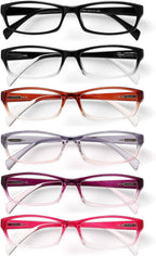 Gaoye Reading Glasses for Women, 6 pack Fashion Readers for Women Men Spring Hinge Eye Glasses, Blue Light Reading Glasses