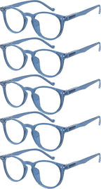 Eyekepper 5-Pack Oval Round Spring Hinges Eyeglasses Includes Sunglasses