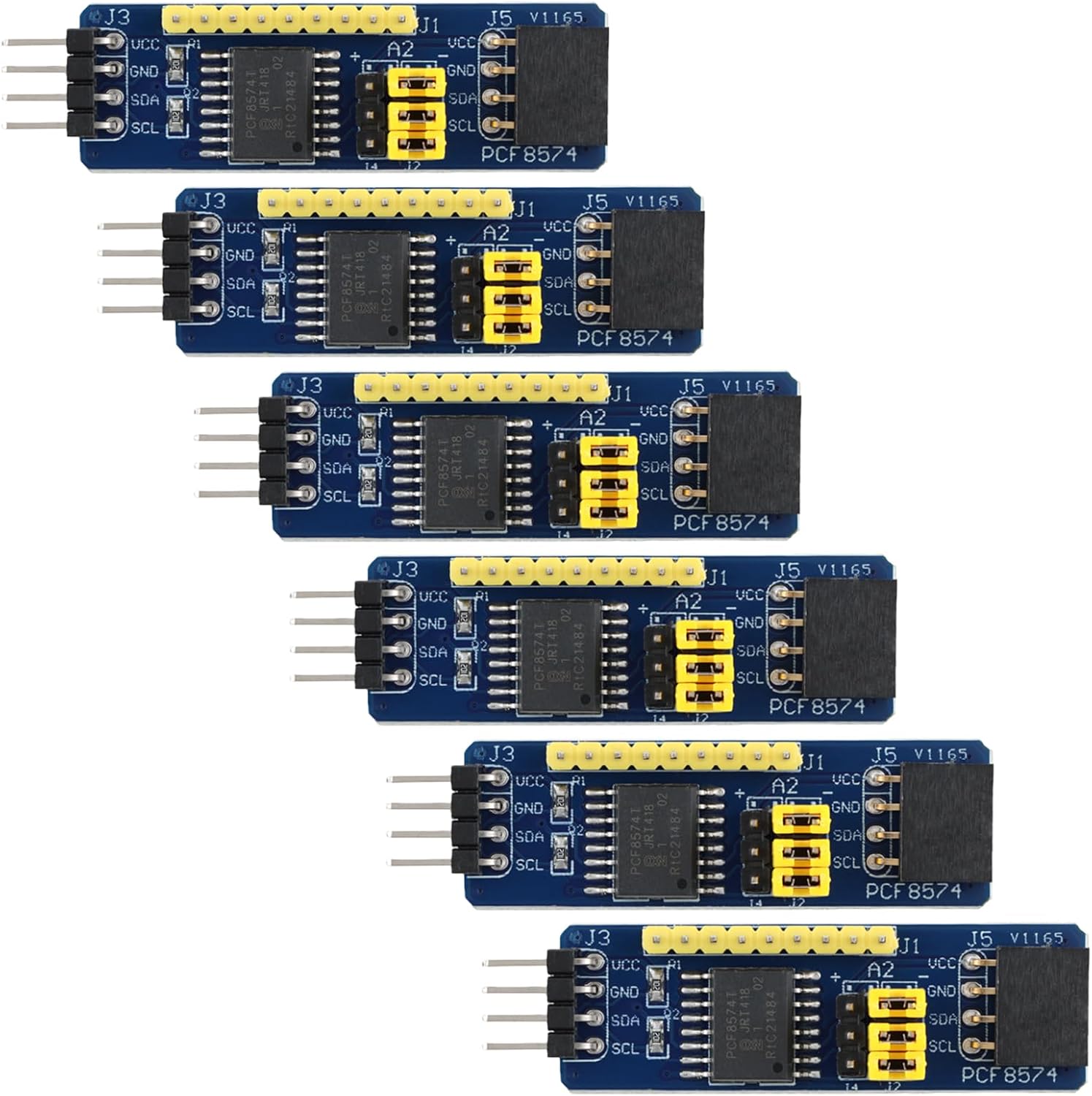 6pcs PCF8574T I2C I/O Expander Module for Arduino, Blue PCB