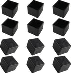12PCS 1” x 1” Square Rubber Furniture Leg Caps, PVC Chair Leg Tips Caps, Furniture Foot Protectors, Black Rubber Table Foot Cover, Wear-Resistant Table Chair Leg End Cap