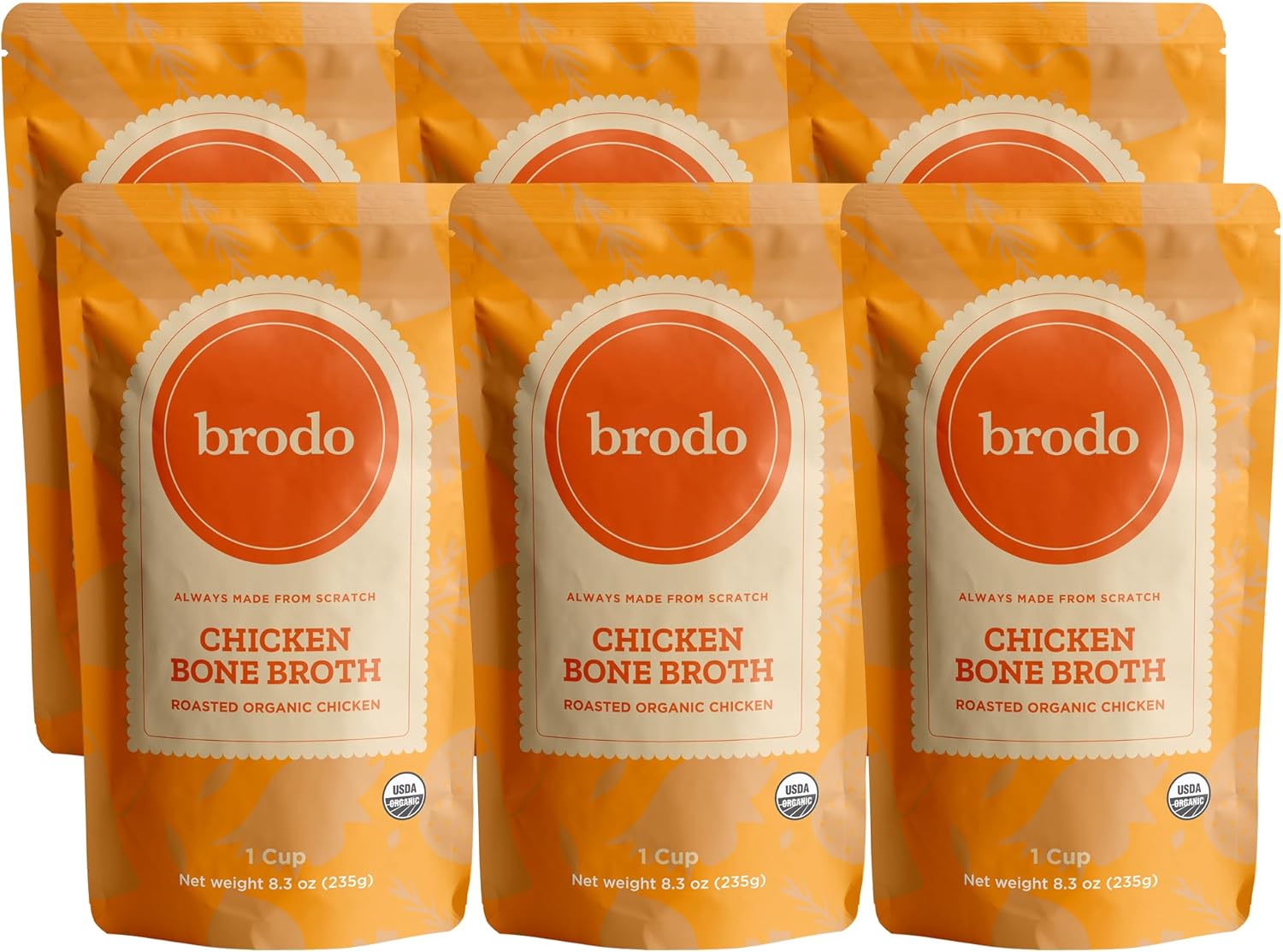 Brodo Ready to Drink Organic Chicken Collagen Rich Bone Broth, with Collagen, On The Go, 10 g Protein, Collagen Protein, Not from Concentrate, Collagen, No Preservatives 8 oz (Pack of 6)
