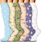 FuelMeFoot 6 Pairs Compression Socks for Women & Men 15-20mmHg Graduated Support Knee High Socks for Nurses, Travel, Athletic