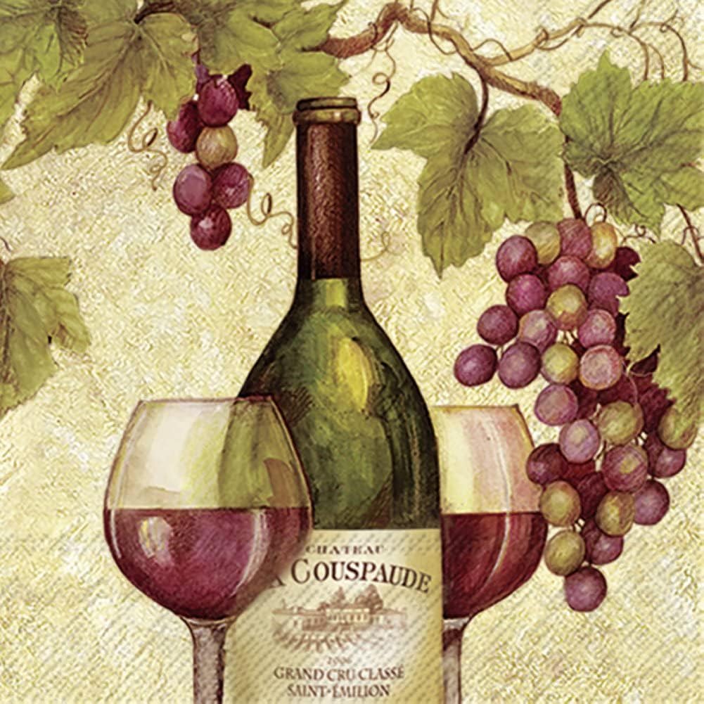 IHR Ideal Home Range - Paper Napkins RED WINE 20-Count 3-Ply Cocktail Napkins 5 x 5 inches