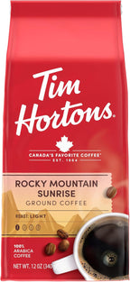 Tim Hortons 12oz Ground Bag, Light Roast Rocky Mountain Sunrise 100% Arabica Coffee