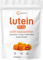 Micro Ingredients Lutein & Zeaxanthin 40mg Softgels, 240 Count, with Astaxanthin, Omega-3s, & Phospholipids | Eye + Vision Health Vitamins | Third Party Tested, Non-GMO, Gluten Free