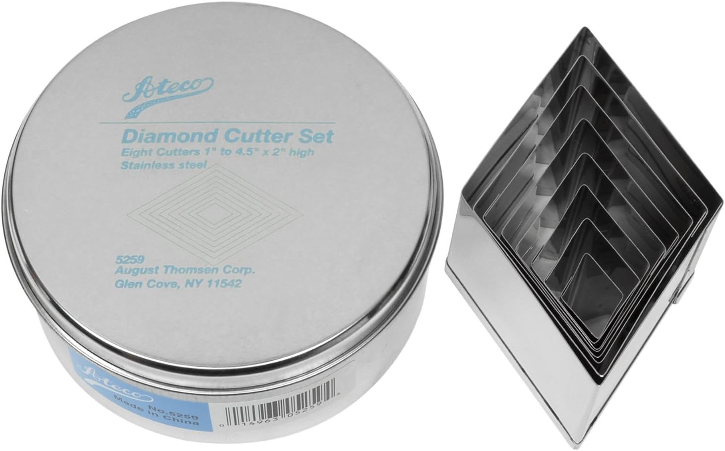 Ateco 8pc Stainless Steel Diamond Shaped Cutter Set