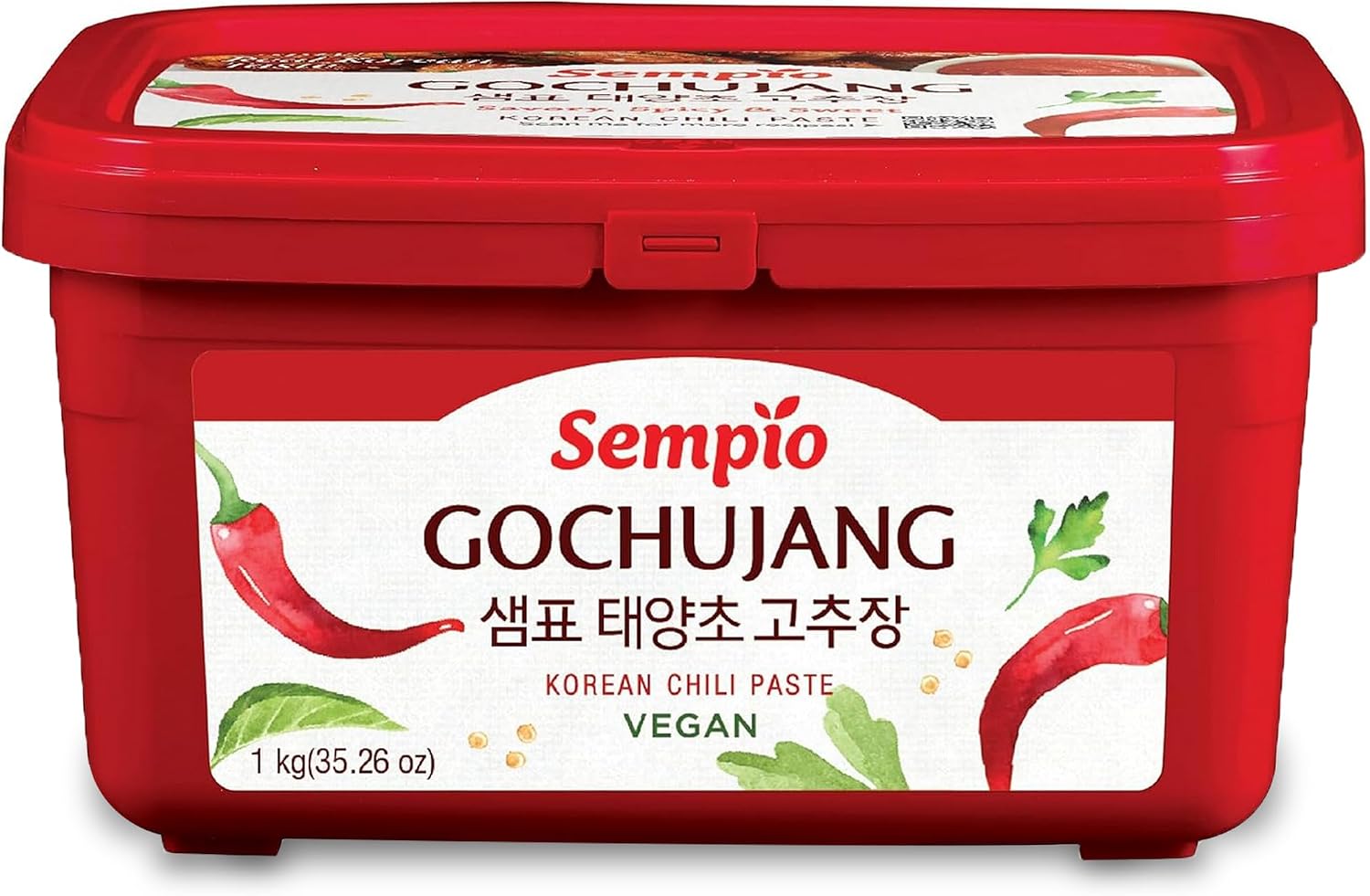 Sempio Gochujang Vegan Korean Red Chili Pepper Paste - Mild Heat: Sweet Spicy Savory Paste, Traditional Fermented Condiment for Cooking, Marinades, Dips, Halal Certified (2.2lbs/1kg)