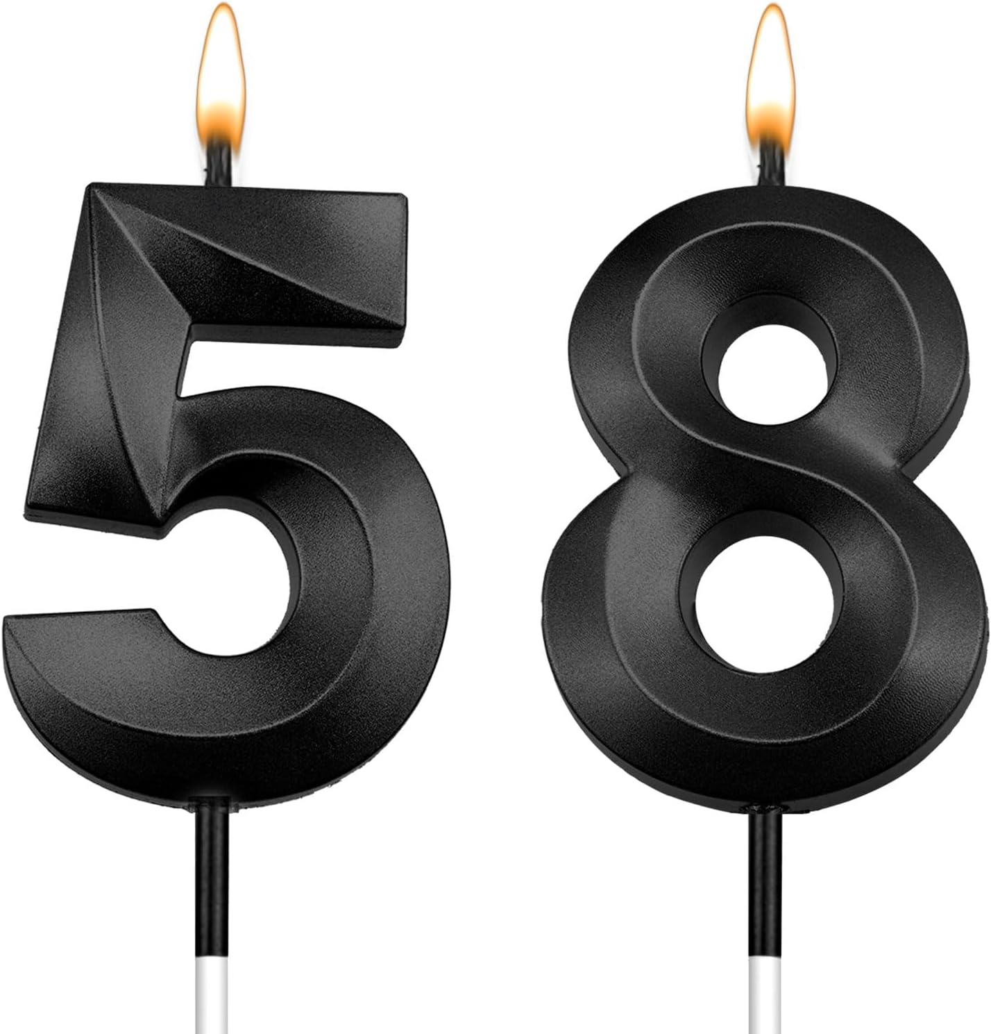 Black 58th Birthday Candles for Cake Happy 58 Birthday Decorations Men Happy 58th Birthday Cake Topper 58 Cake Topper 58 Birthday Decorations for Women 85 Birthday Candles Cake Topper