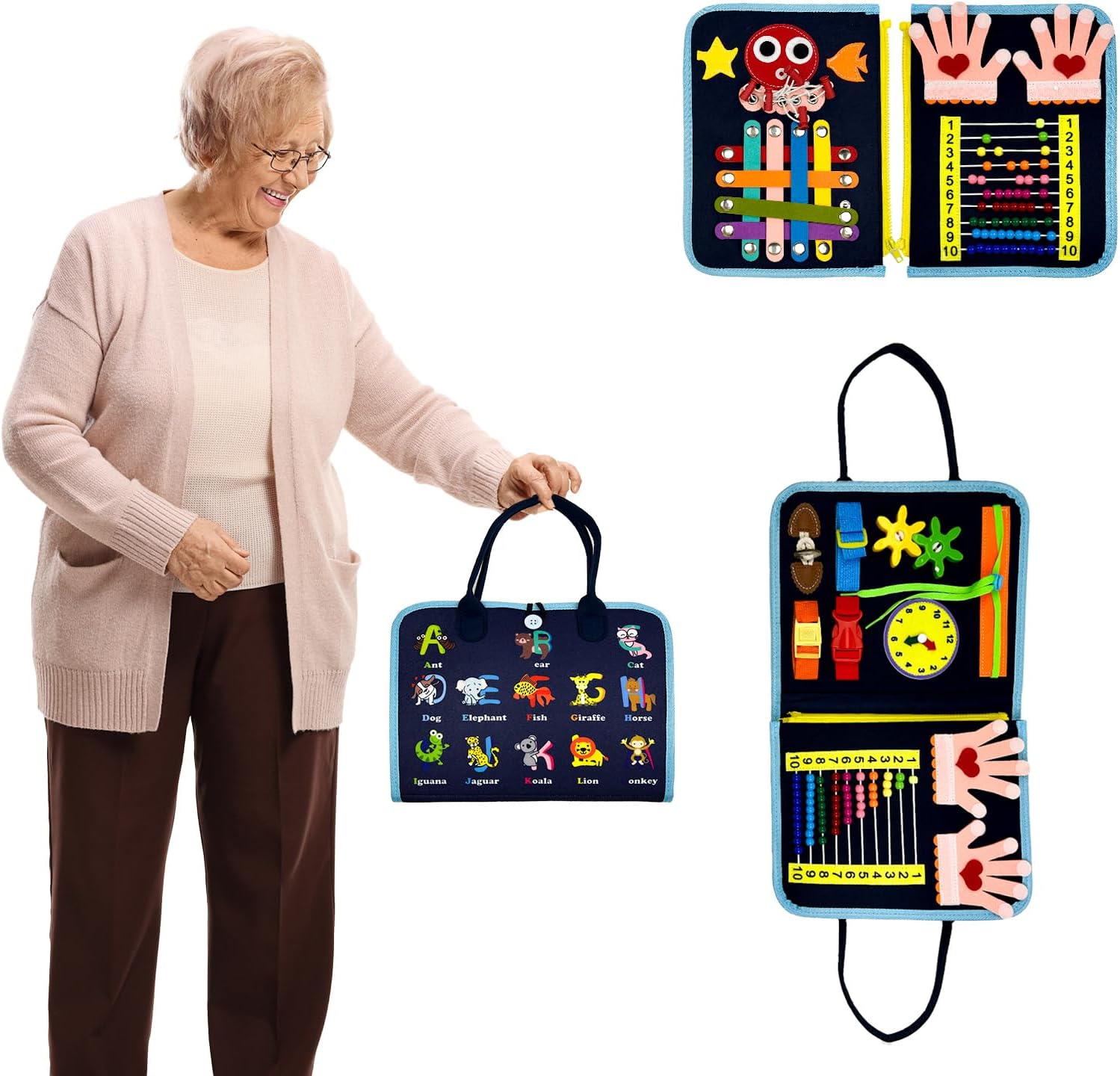 DZHPSRSZDementia Products for Elderly,Fidget Blanket for Adults with Dementia,Dementia Activities for Seniors,Gifts for Dementia Patients Adult Autistic,Toddler Busy Board