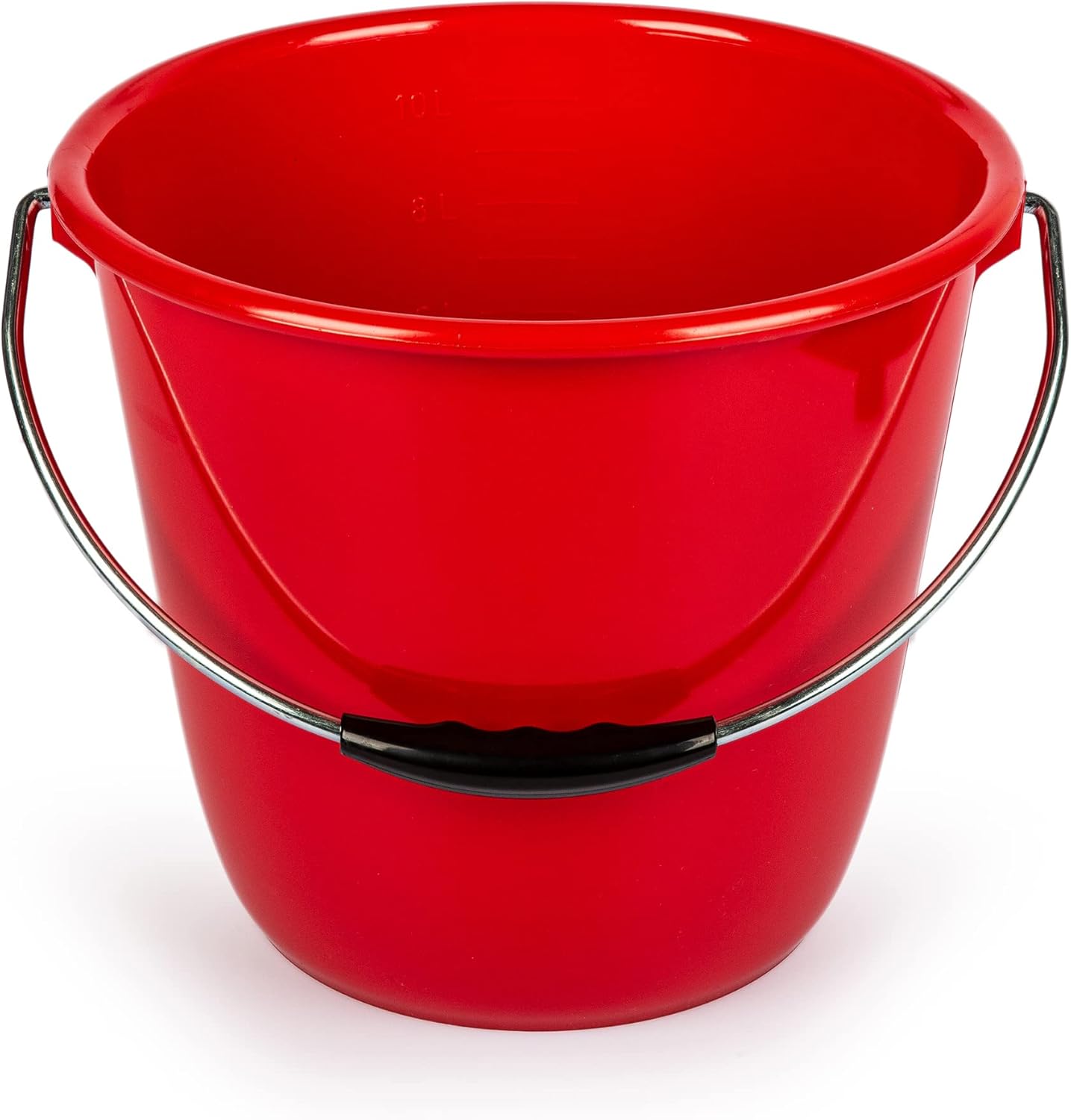 Consolidated Plastics 10 Liter Food Safe Bucket with Metal Handle, Swiss Made, Sturdy & Easy to Clean (Red)