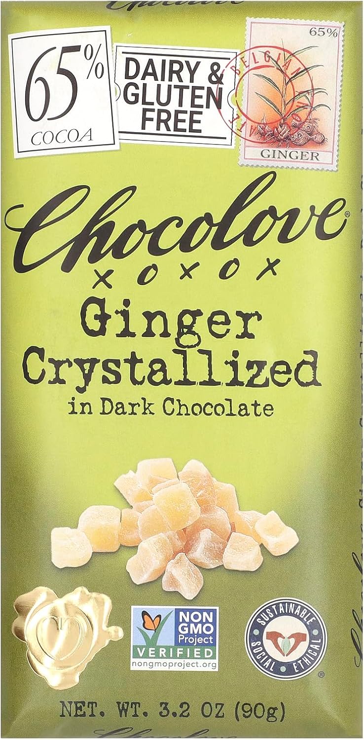 Chocolove Chocolate Bar dark Ginger Crystalized, 3.2 oz
