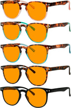 Eyekepper 5 Pack Orange Tinted Reading Glasses Blue Light Blocking Readers Computer Eyeglasses +0.00