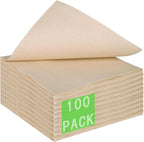 100 Pcs Compostable Paper Napkins 13 x 13 In, Disposable Napkins Unbleached 2-ply for Picnic Lunch Dinner Wedding Party Birthday and Every Day Use