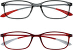 OPULIZE ICE Reading glasses for Women Men,Scratch Resistant Rectangular frame with Spring Hinges, Crystal Grey,Crystal Dark Red +2.5 (Pack of 2)