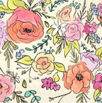 Boston International IHR 3-Ply Cocktail Beverage Paper Napkins, 20-Count, 5 x 5-Inches, Flower Party Cream
