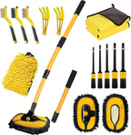Car Wash Brush with Long Handle, 55 inch Car Wash Mop Car Wash Kit Mitt Retractable Bent Pole Car Wash Brush for Cars RV Truck Boat