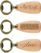 Apsire Custom Beech Wood Bottle Opener, Engraved Stainless Steel Opener with Wooden Handle, Wedding Beverage Opener - Small