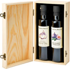 Blazing Bella Fig Balsamic and Garlic Olive Oil Gift Set, 2 x 250ml Bottles in Signature Wooden Box, Premium Barrel Aged Balsamic from Modena and California Extra Virgin Olive Oil