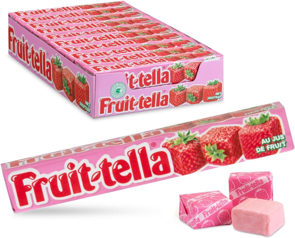 Fruit Tella Strawberry Chewy Candy with Fruit Juice 41g/1.44oz (Pack of 4)