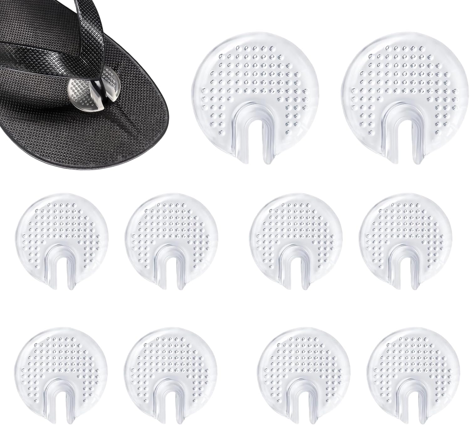 5 Pairs Transparent Silicone Thong Sandal Toe Guards Cushions Self-Adhesive Flip-Flop Non-Slip Gel Toe Protectors Toe Separator Foot Pads for Women Men (Style B)