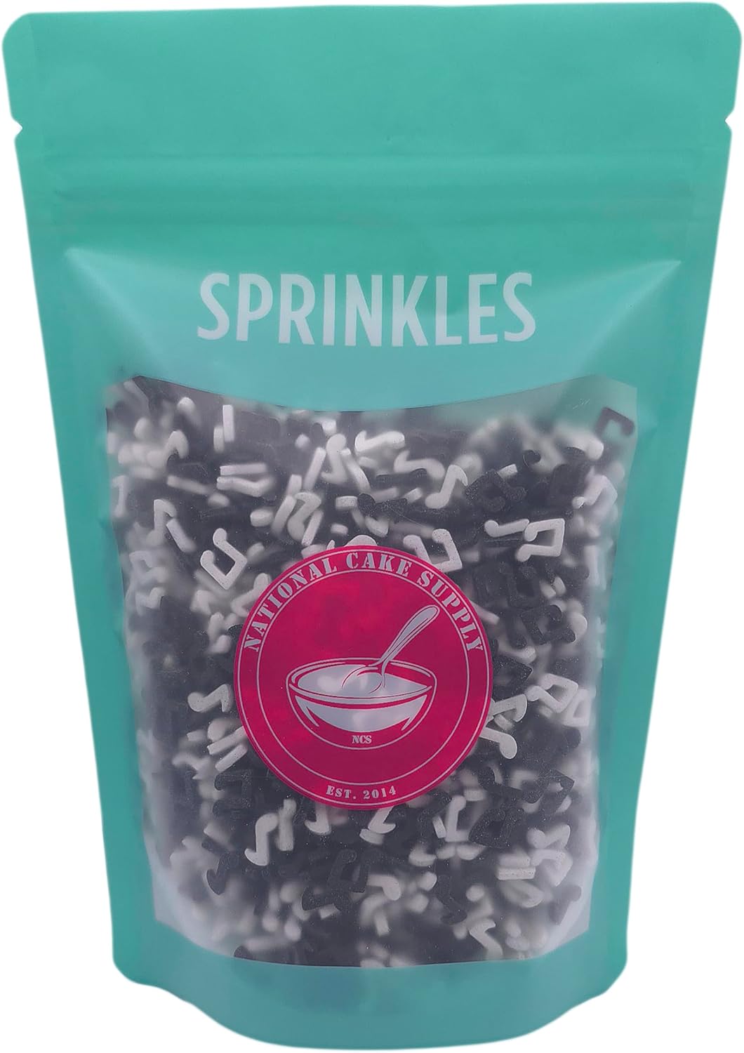 NCS Music Notes Edible Candy Sprinkles – Black & White Cupcake, Cake & Cookie Decorations, 8 oz
