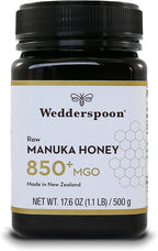 Wedderspoon Raw Manuka Honey 850+ MGO, 17.6 Oz, Unpasteurized New Zealand Honey, Non-GMO, BPA-Free Jar, Superfood & Natural Wellness Support