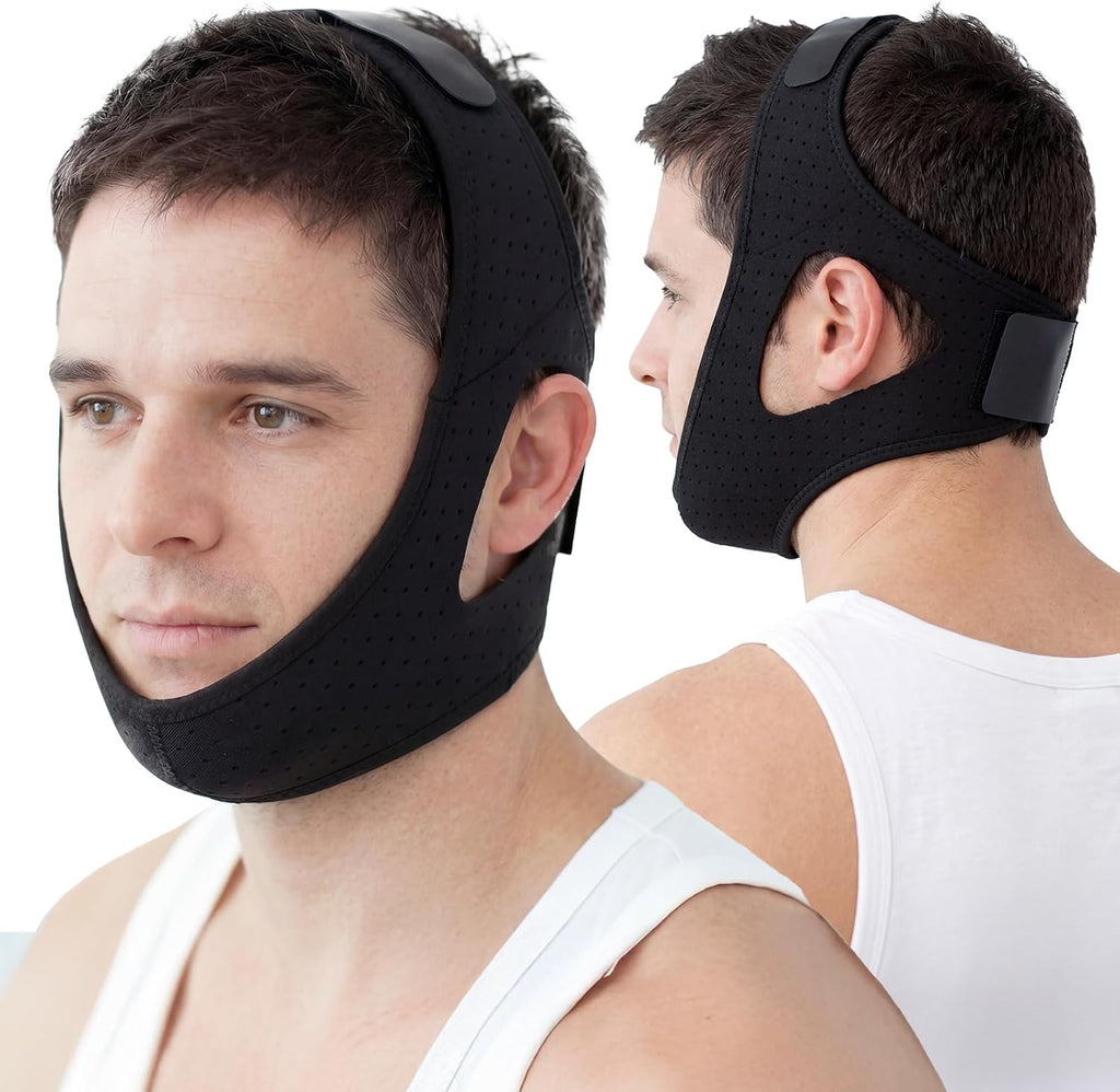 Chin Strap for Sleeping – Adamson Adjustable Anti Snoring Chin Strap for Sleepers, Secure Mouth Closure Support, Breathable & Comfortable Jaw Strap for Night Sleep