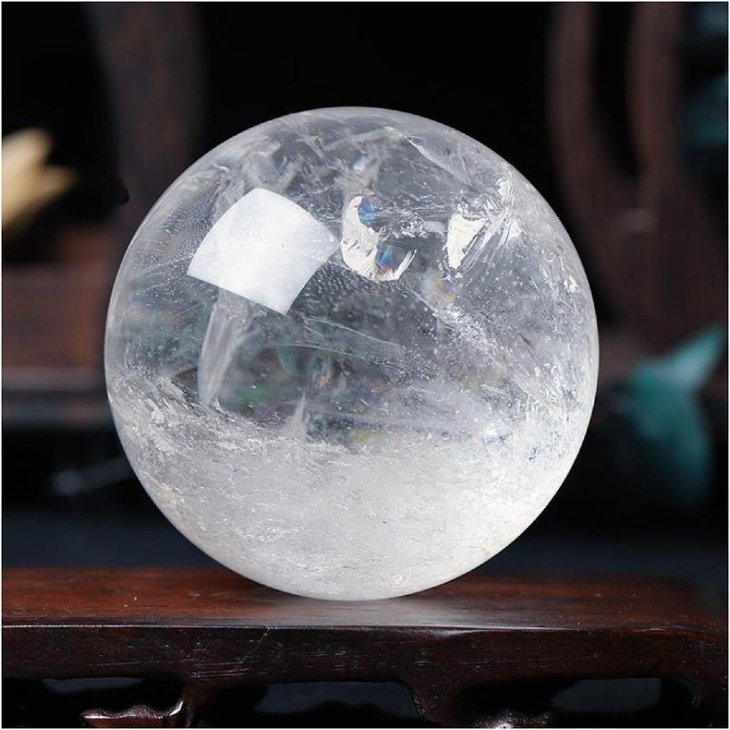Natural Crystal Ball Clear Quartz Crystal Balls Decor for Home Office Quartz Crystals Sphere with Stand