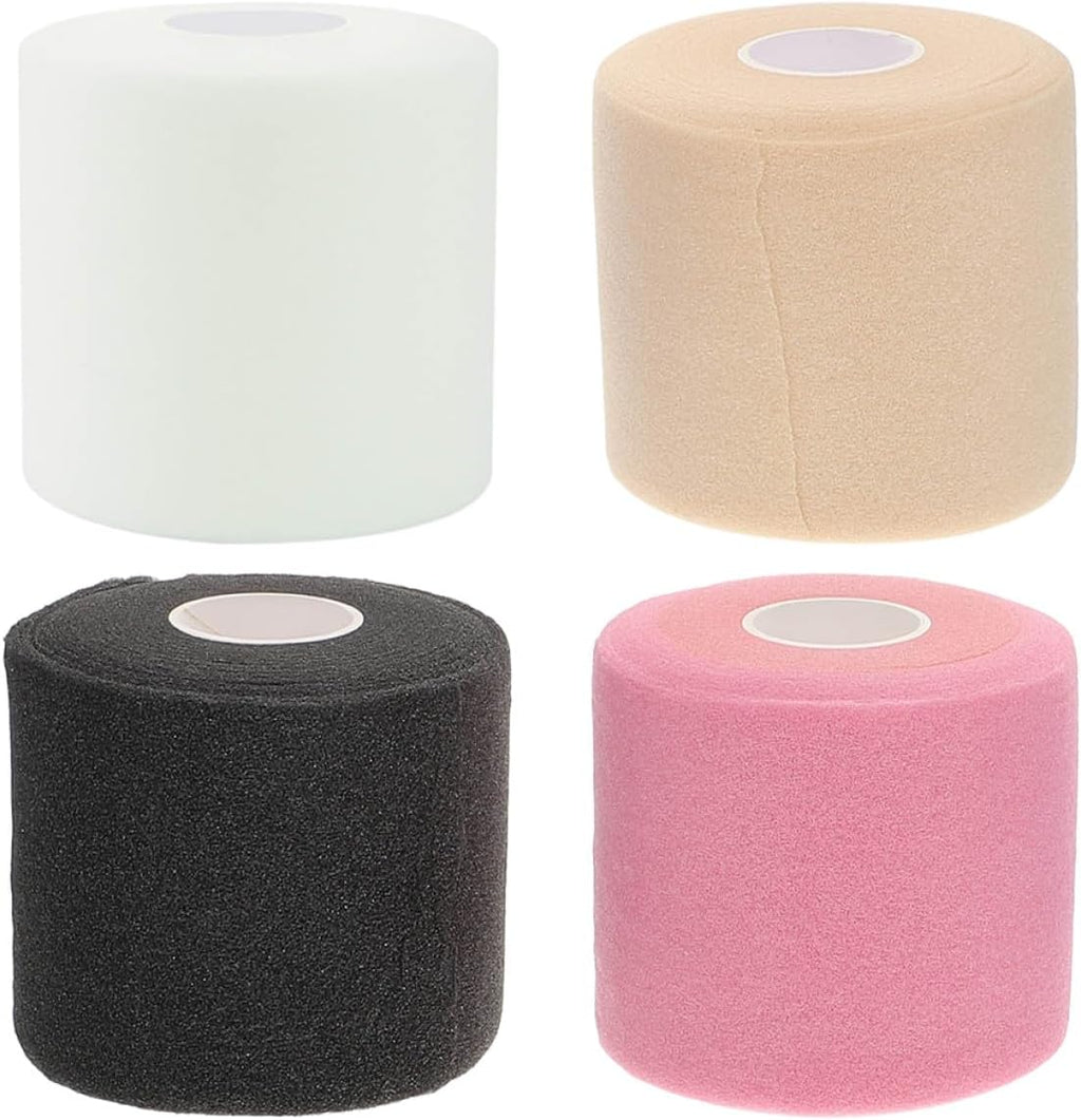 Angoily Sports Wrap Bandages 4pcs Set with Sponge Athletic Tape Breathable Skin Protective Elastic Wraps for Injury Support and Physical in Outdoor Sports