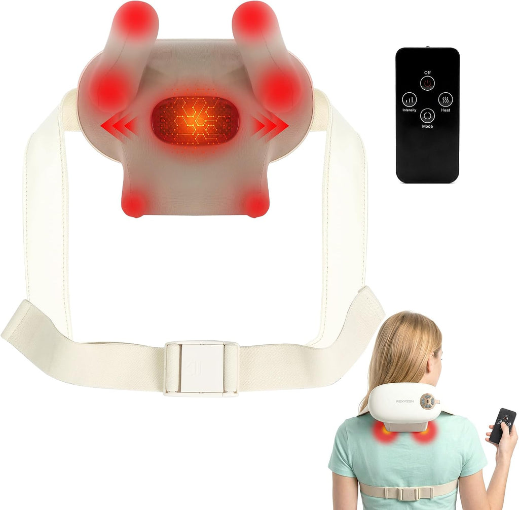 2026 Cordless Neck Massager with Heat for Pain Relief Deep Tissue, 4D Kneading Massage Tools with Remote Control, Rechargeable Shiatsu Massager for Neck, Shoulders& Back, Women& Men