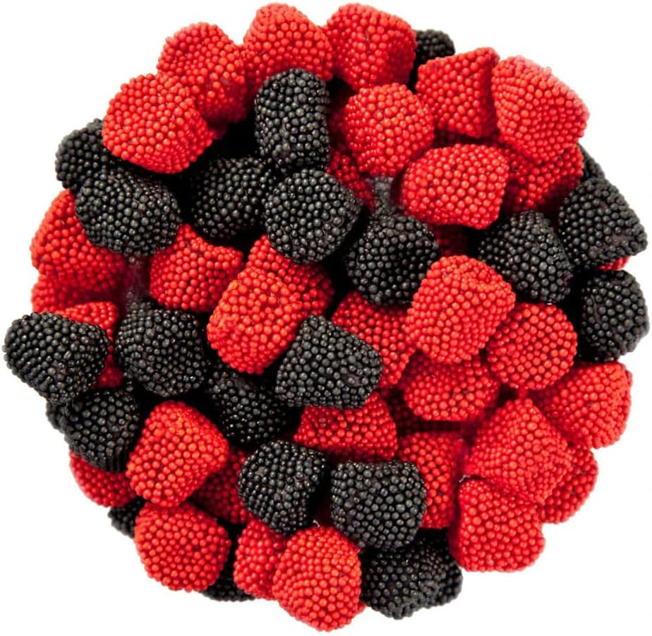 NY Spice Shop Raspberries and Blackberries Gum Drops - 8 Ounce Sweet Fruit Flavored Jelly Centre with Candy Seeds Topping - Old Fashioned Chewy Candies - Best Gift for Candies Lovers
