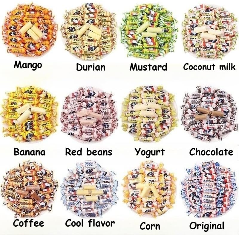 【12 Flavors White Rabbit Toffee】Chinese Specialty Gummy Candy,Milk Sugar,Mango Chocolate Flavor,New Year Goods,Childhood Snacks Food,Sweet Gifts,Leisure Food,Delicious Snack Gift (12 flavors,12 pcs)