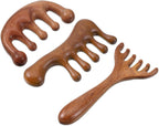 3 Pcs Wooden Scalp Massage Comb Wide Tooth Loc Comb Head Scratcher Scalp Massager Head Massager Tool for Relaxation, Gua Sha Combs for Women Men Gift