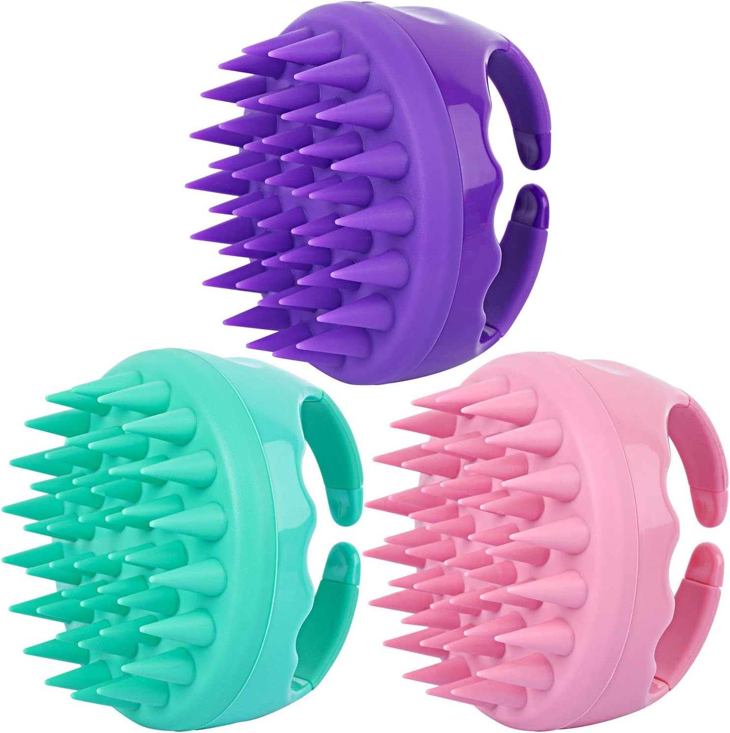 3 Pcs Silicone Scalp Massager & Shampoo Brush, Handheld Scalp Scrubber Cleansing Brush for Shower