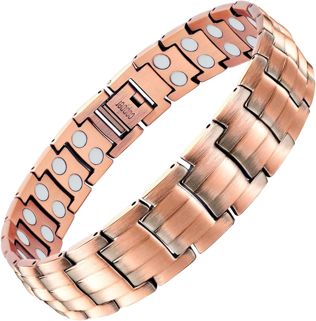 JEROOT Copper Magnetic Bracelets for Men, Pure Titanium Bracelet (3500Gauss Per Magnet), Men's Bracelet Lymphatic Jewelry Gifts