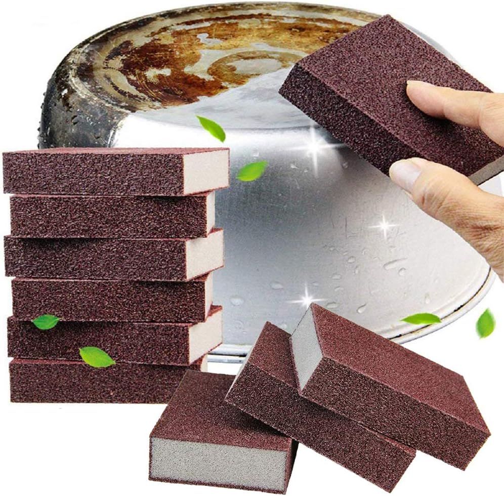 Qovydx 10 Pack Carborundum Sponges Nano Magic Emery Cleaning Sponge Rust Sponge for Pots and Pans Rust Remover Carborundum Nano Sponge