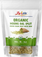 Jai Ho Certified Organic Moong Mung Split Dal with Skin Husk 4 lb | Green Gram Split | USDA Organic | Non-GMO | Chemical-Free | Kosher